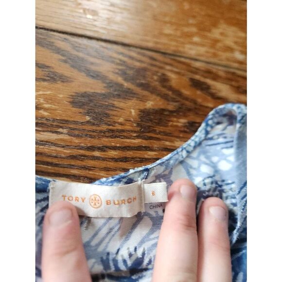 Tory Burch Baltic Sea Dream Catcher Blue Burn Out Tunic sz 6 - Picture 3 of 4